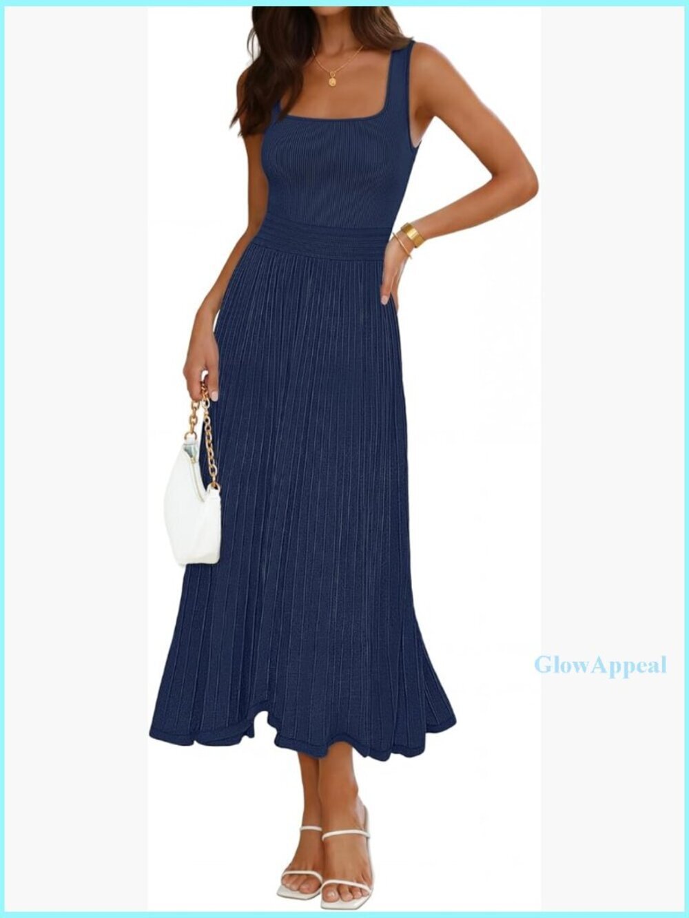 Sleeveless Pleated Midi Dress A-Line Empire Waist Business Casual